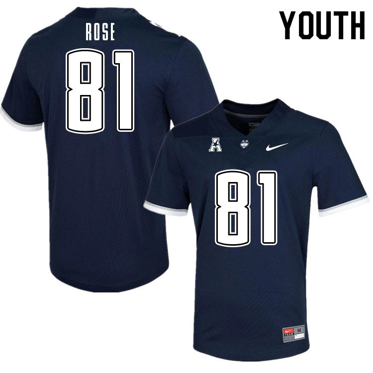 Youth #81 Jay Rose Uconn Huskies College Football Jerseys Sale-Navy - Click Image to Close
